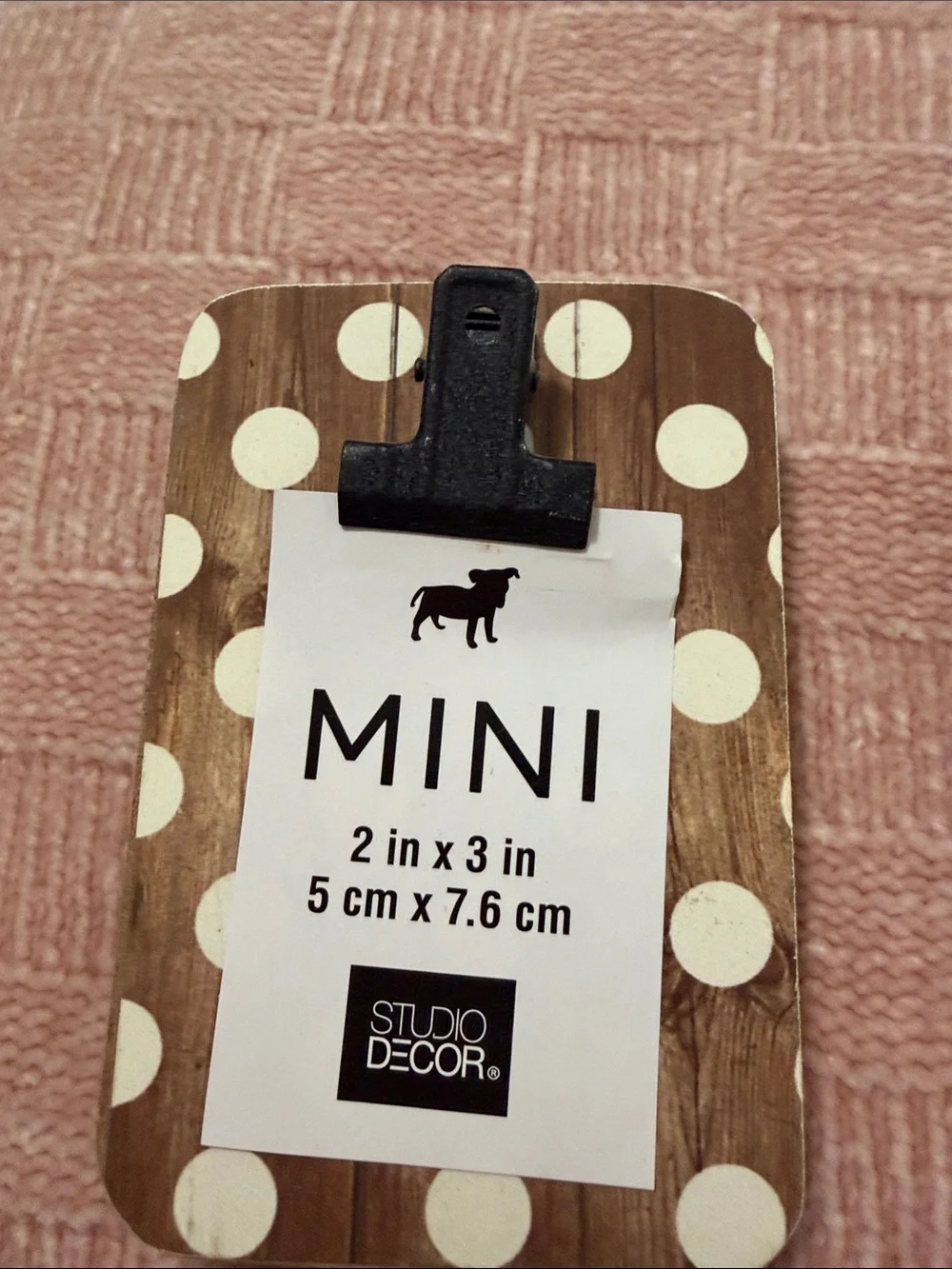 Studio Decor Mini Polka Dot Wood Photo Clip - White and Brown set of 4 . 2x3
